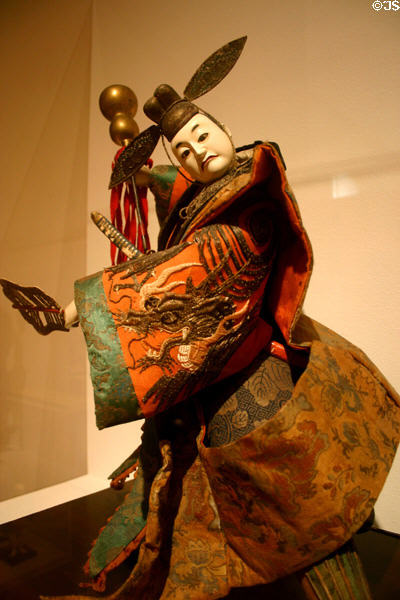 Japanese puppet warrior (Edo 19th C) at Mingei Museum. San Diego, CA.