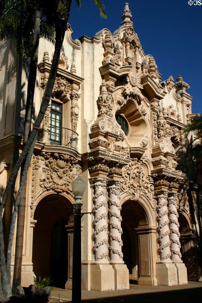Casa del Prado Baroque facade in Balboa Park. San Diego, CA.