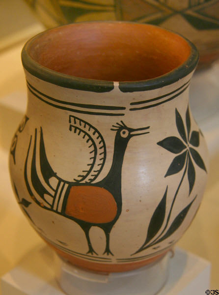 Zia Pueblo, NM pottery jar (1974) by Candelaria Gachupin at San Diego Museum of Man. San Diego, CA.