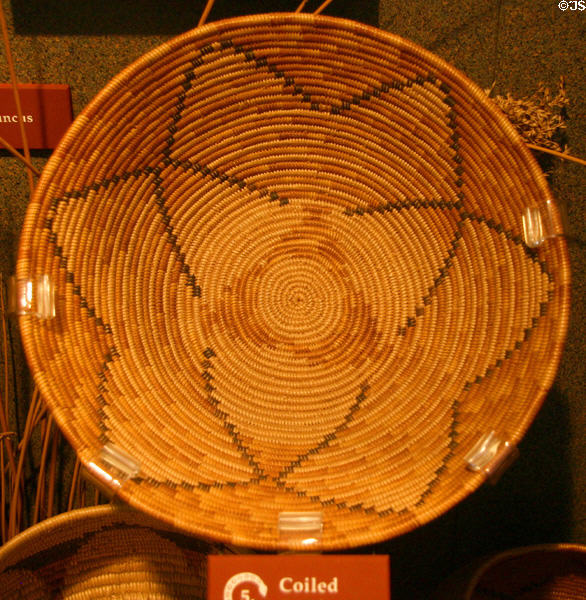 Kumeyaay coiled basket bowl (c1903) with star design at San Diego Museum of Man. San Diego, CA.