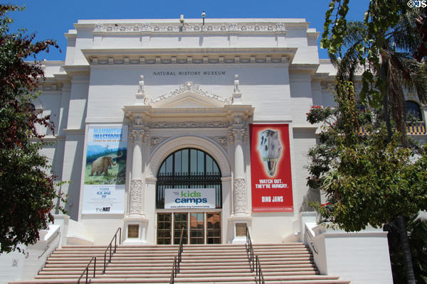 Facade of San Diego Museum of Natural History. CA.