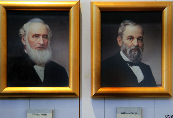Portraits of Henry Wells & William Fargo in Wells Fargo History Museum in Old Town. San Diego, CA.