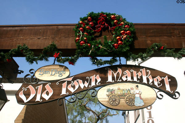Old Town Market wooden sign. San Diego, CA.