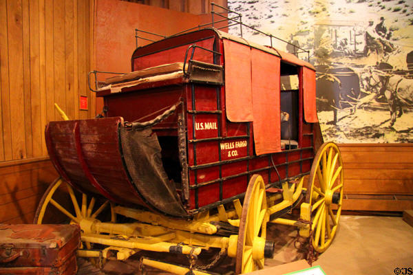 Wells Fargo mud wagon (c1874) at Seeley Stable Museum in Old Town. San Diego, CA.