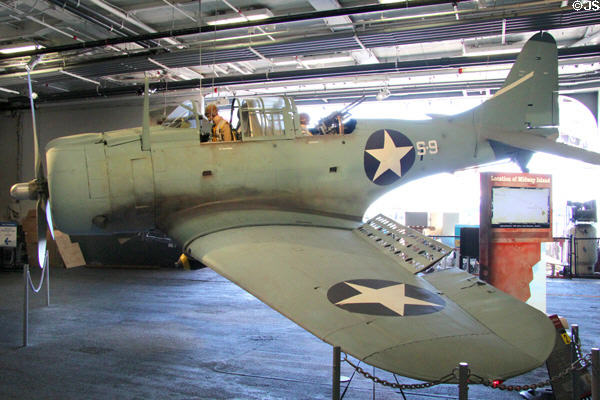 Douglas SDB Dauntless Dive Bomber (early 1940s) aboard Midway carrier museum. San Diego, CA.