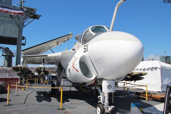Grumman A-6 Intruder carrier-based attack bomber (1960s-90s) at Midway aircraft carrier museum. San Diego, CA.