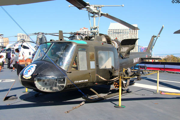 Bell UH-1B Iroquois "Huey" helicopter (1956-1970s) at Midway aircraft carrier museum. San Diego, CA.
