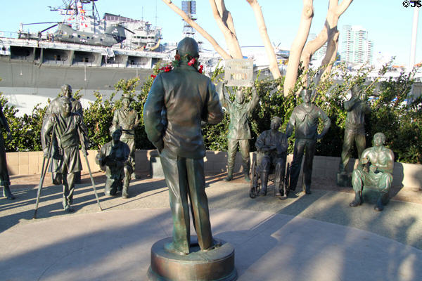 National Salute to Bob Hope monument (2006) in park beside Midway carrier museum. San Diego, CA.
