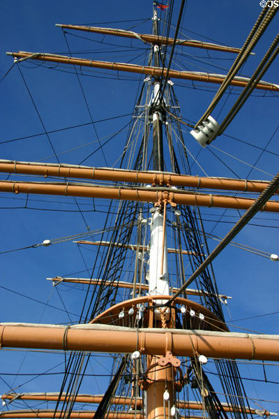 Star of India (1863) mast rigging at Maritime Museum. San Diego, CA.