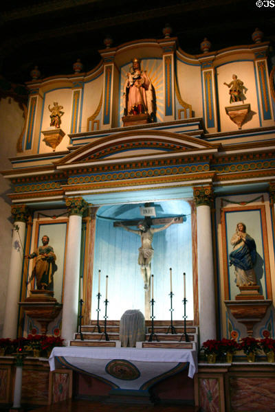 San Luis Rey Mission Church high altar. Oceanside, CA.