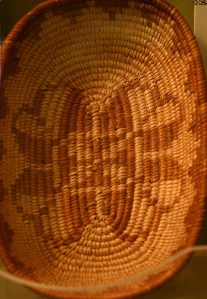 Native basket (after 1870) in Mission San Luis Rey. Oceanside, CA.