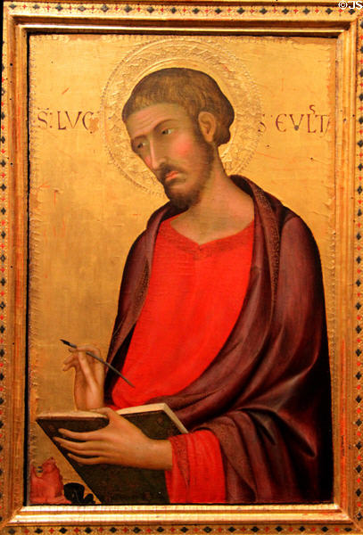 St Luke the Evangelist tempera painting (1330s) by Simone Martini at J. Paul Getty Museum Center. Malibu, CA.