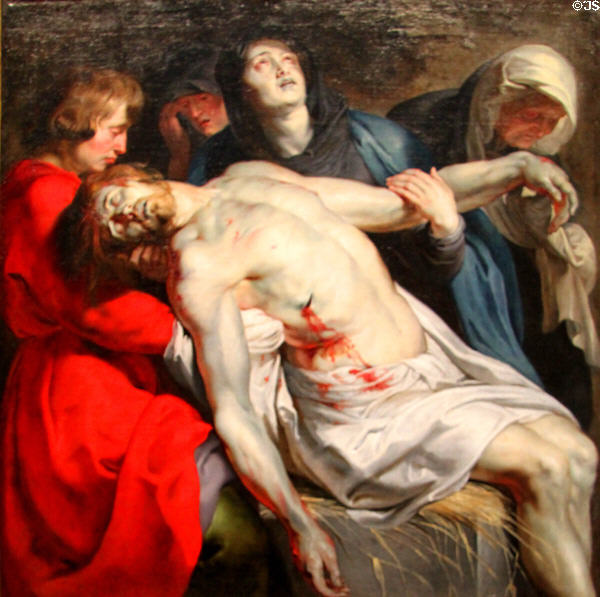 The Entombment painting (c1612) by Peter Paul Rubens at J. Paul Getty Museum Center. Malibu, CA.