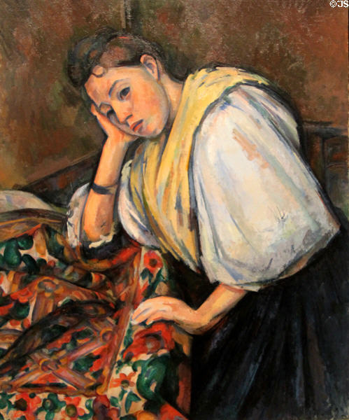 Young Italian Woman at a Table (c1895-1900) by Paul Cézanne at J. Paul Getty Museum Center. Malibu, CA.