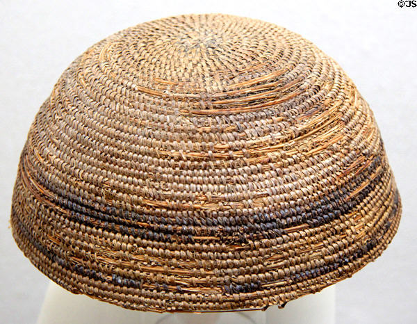 Tongva basket hat (pre 1890) at Riverside Museum. Riverside, CA.