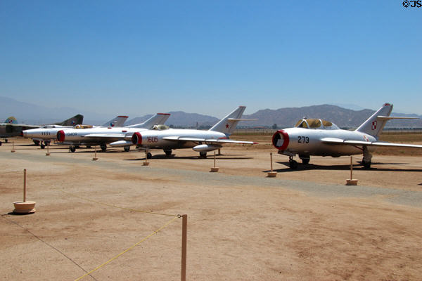 Row of MiGs at March Field Air Museum. Riverside, CA.