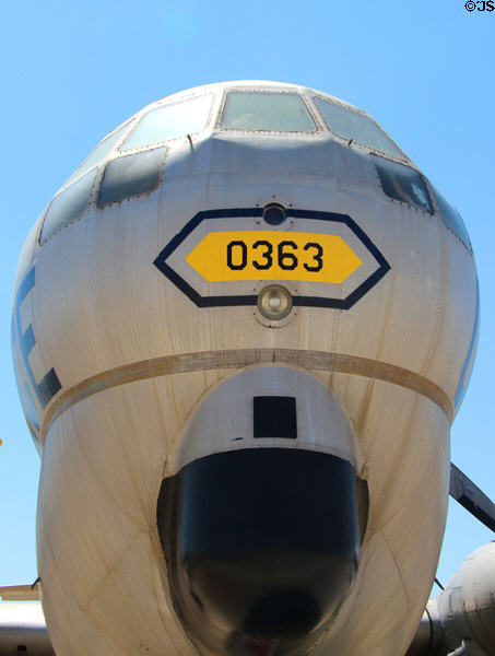 Nose view of Boeing KC-97L Stratofreighter prop tanker (1950-73) at March Field Air Museum. Riverside, CA.