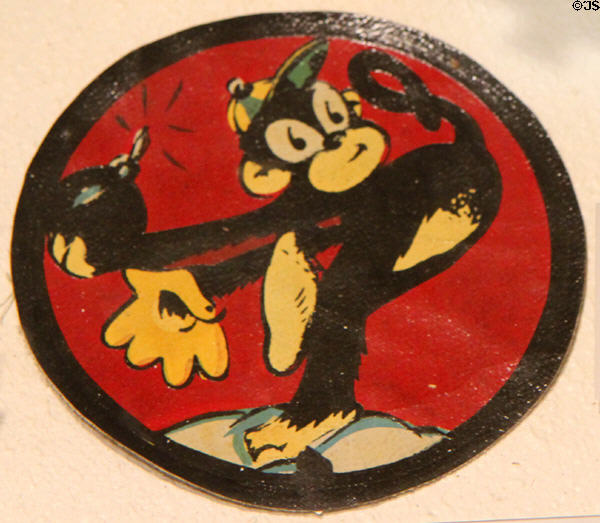 342nd bomb squadron 97th group insignia (1941-45) with bomb throwing monkey at March Field Air Museum. Riverside, CA.