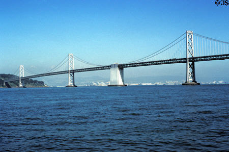 Oakland Bay Bridge from Ferry Building. San Francisco, CA. On National Register.