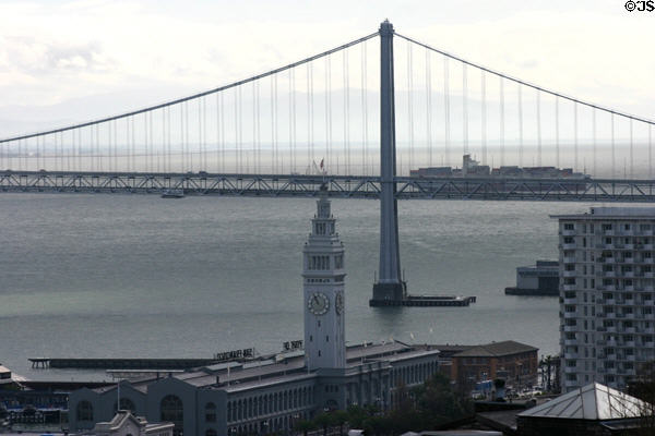 Oakland Bay Bridge Pylon & Ferry Building. San Francisco, CA.