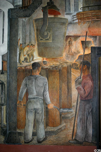 Steel plant workers mural by Ralph Stackpole (1934) in Coit Tower. San Francisco, CA.
