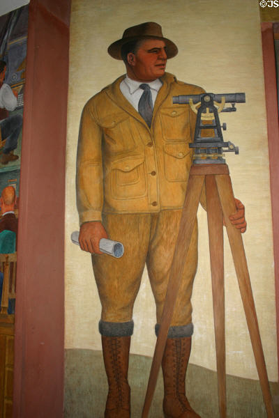 Surveyor mural by Clifford Wight (1934) in Coit Tower. San Francisco, CA.
