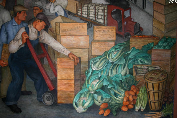 Carting produce mural by Victor Arnautoff (1934) in Coit Tower. San Francisco, CA.