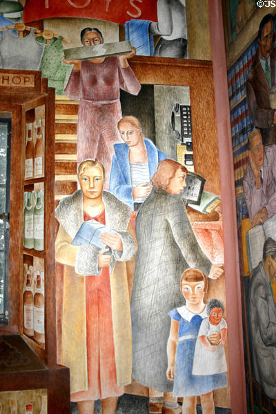 Department store mural by Frede Vidar (1934) in Coit Tower. San Francisco, CA.