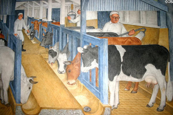 Dairy farming mural by Ray Bertrand (1934) in Coit Tower. San Francisco, CA.