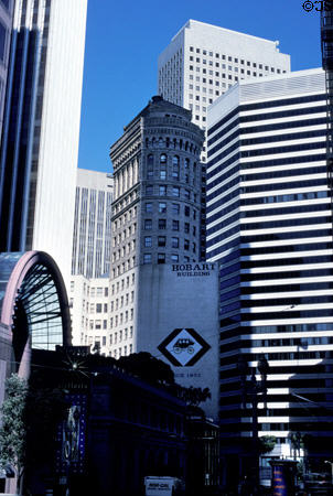 Skyscrapers around Cocker Galleria on Market Street. San Francisco, CA.