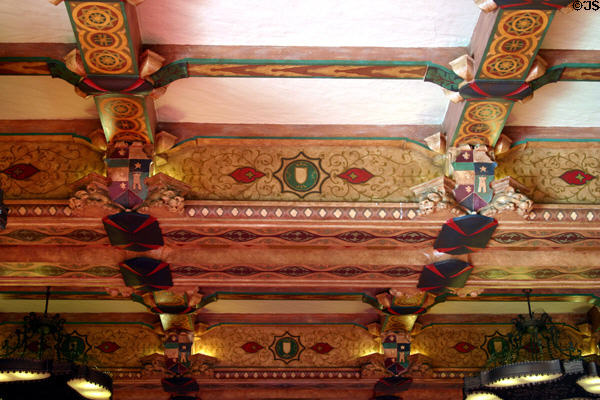 Orpheum Theater painted beams on entrance ceiling. San Francisco, CA.