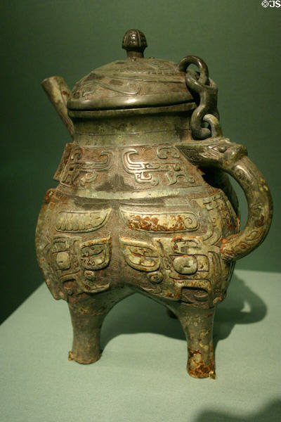 China: wine vessel (1300-1050 BCE) in Asian Art Museum. San Francisco, CA.