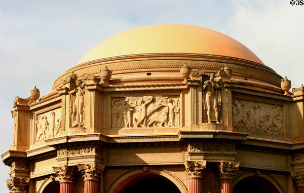 Dome & friezes of Palace of Fine Arts. San Francisco, CA.