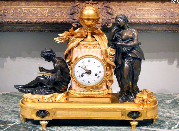 Mantle clock with figures of Study & Philosophy (c1785-90) by Sotiau & Boizot of Paris at Legion of Honor Museum. San Francisco, CA.