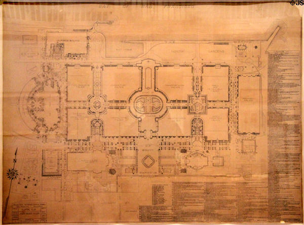 Landscaping blueprint for main area of Panama-Pacific International Exposition (1915) at California Historical Society. San Francisco, CA.