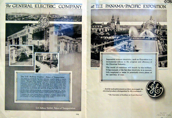 Pamphlet showing General Electric exhibit booth at Panama-Pacific International Exposition (1915) at California Historical Society. San Francisco, CA.