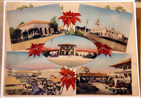 Print with pavilions of Hawaii, Australia, Philippines, China & Japan from Panama-Pacific International Exposition (1915) in private collection. San Francisco, CA.