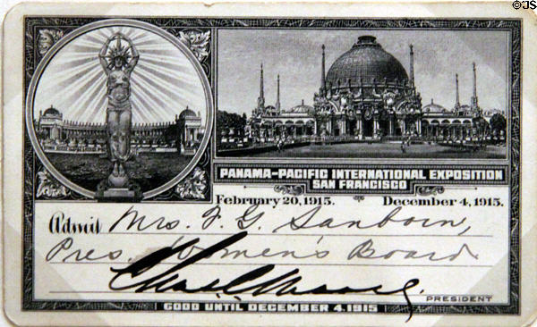 Panama-Pacific International Exposition (1915) admission ticket shows Star Maiden & Palace of Horticulture at California Historical Society. San Francisco, CA.
