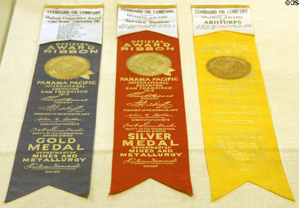 Award ribbons from Panama-Pacific International Exposition (1915) at California Historical Society. San Francisco, CA.