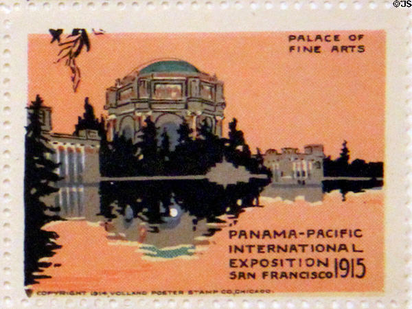 Palace of Fine Arts poster stamp from Panama-Pacific International Exposition (1915). San Francisco, CA.