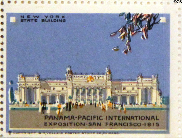 New York State Building poster stamp from Panama-Pacific International Exposition (1915). San Francisco, CA.