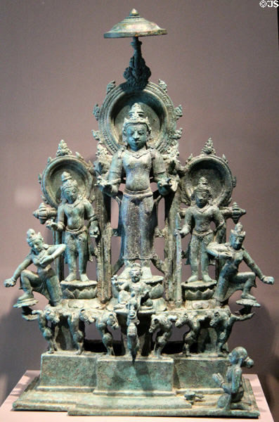 Hindu deity of sun, Surya bronze sculpture (800-900) from Java, Indonesia at Asian Art Museum. San Francisco, CA.
