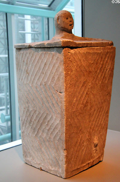 Limestone burial urn (c600) from Mindanao, Philippines at Asian Art Museum. San Francisco, CA.