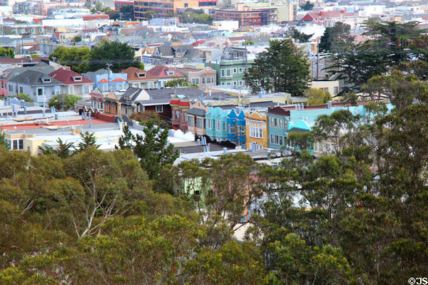 View of San Francisco Golden Gate park neighborhood from observation tower of de Young Museum. San Francisco, CA.