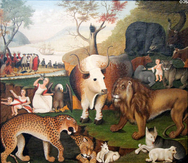 Peaceable Kingdom painting (c1846) by Edward Hicks at de Young Museum. San Francisco, CA.