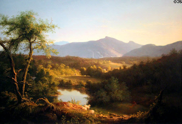 View near Village of Catskill painting (1827) by Thomas Cole at de Young Museum. San Francisco, CA.