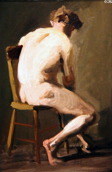 Seated Nude painting (1910-1) by George Wesley Bellows at de Young Museum. San Francisco, CA.