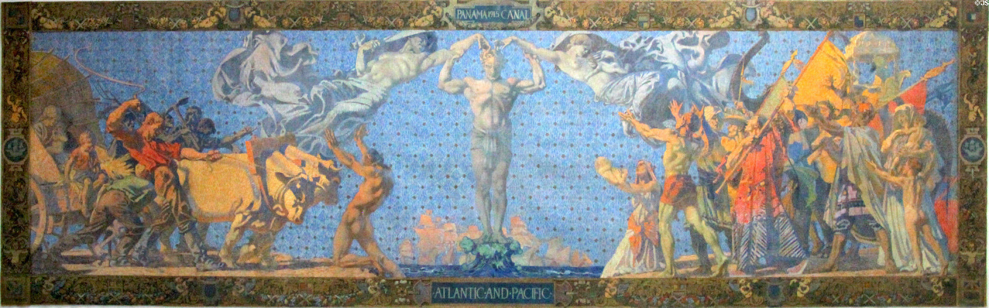 Atlantic & Pacific mural painted for 1915 Panama-Pacific Exposition (1914) by William de Leftwich Dodge at de Young Museum. San Francisco, CA.