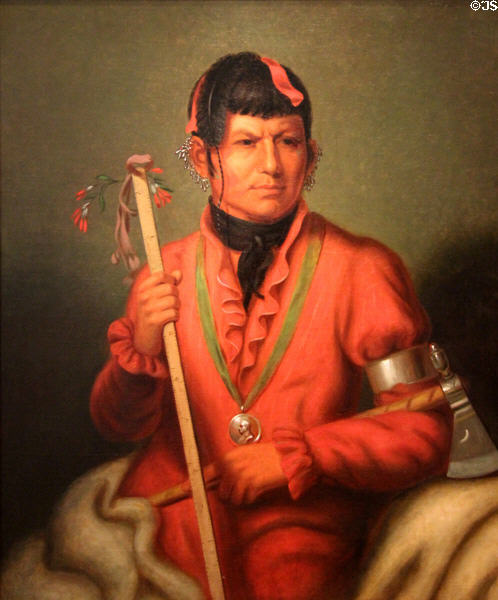 Tshi-Zun-Hau-Kau (He-who-runs-with-deer) Winnebago native portrait (c1832-3) by Henry Inman at de Young Museum. San Francisco, CA.