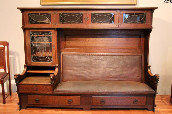 Bookcase settle (c1904) by Frederick H. Meyer at de Young Museum. San Francisco, CA.